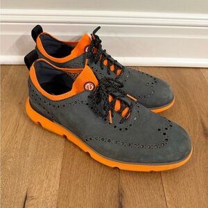 Cole Haan 4.ZEROGRAND Wingtip Oxford Shoe Size 10.5 Grey Orange Gray Dress Shoe